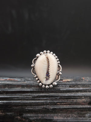 Cowrie Shell Inlayed W/ Aurora Opal