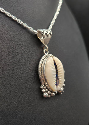 Cowrie Shell With Aurora Opal Inlay