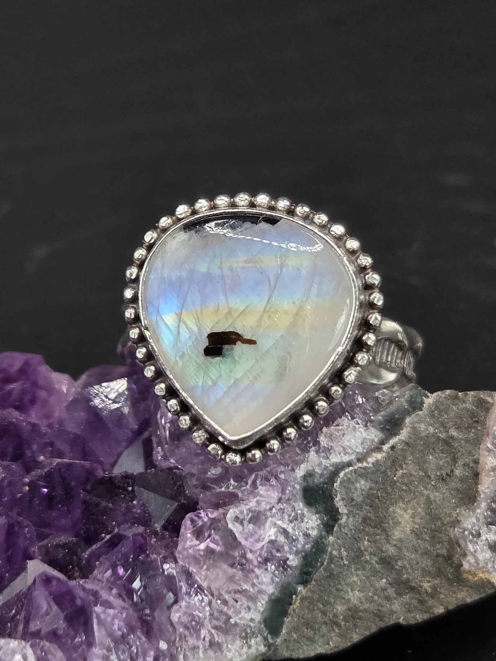 Rainbow Moonstone w/Black Tourmaline