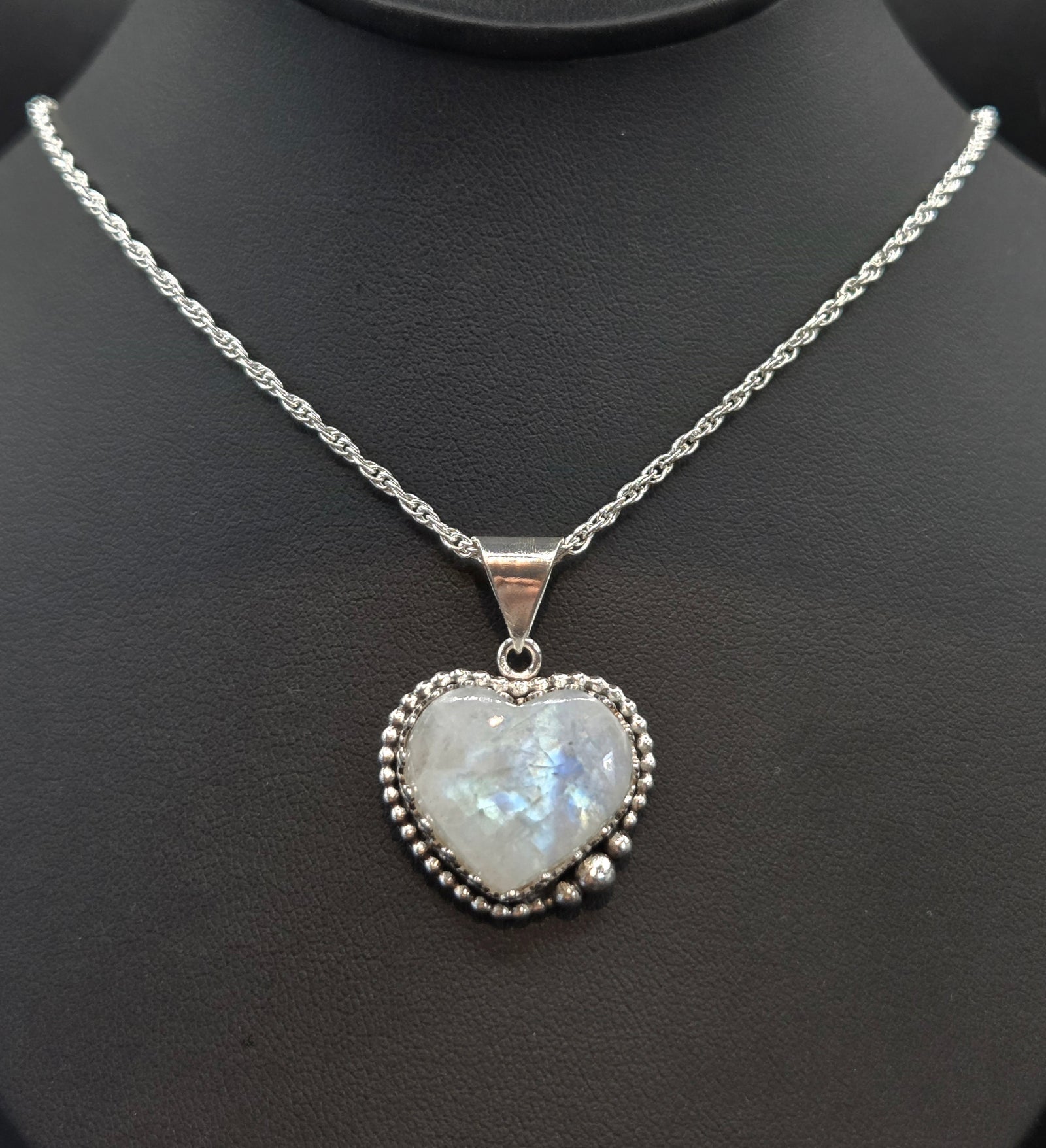Rainbow Moonstone Heart Pendant
