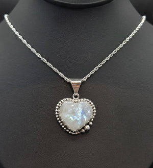 Rainbow Moonstone Heart Pendant
