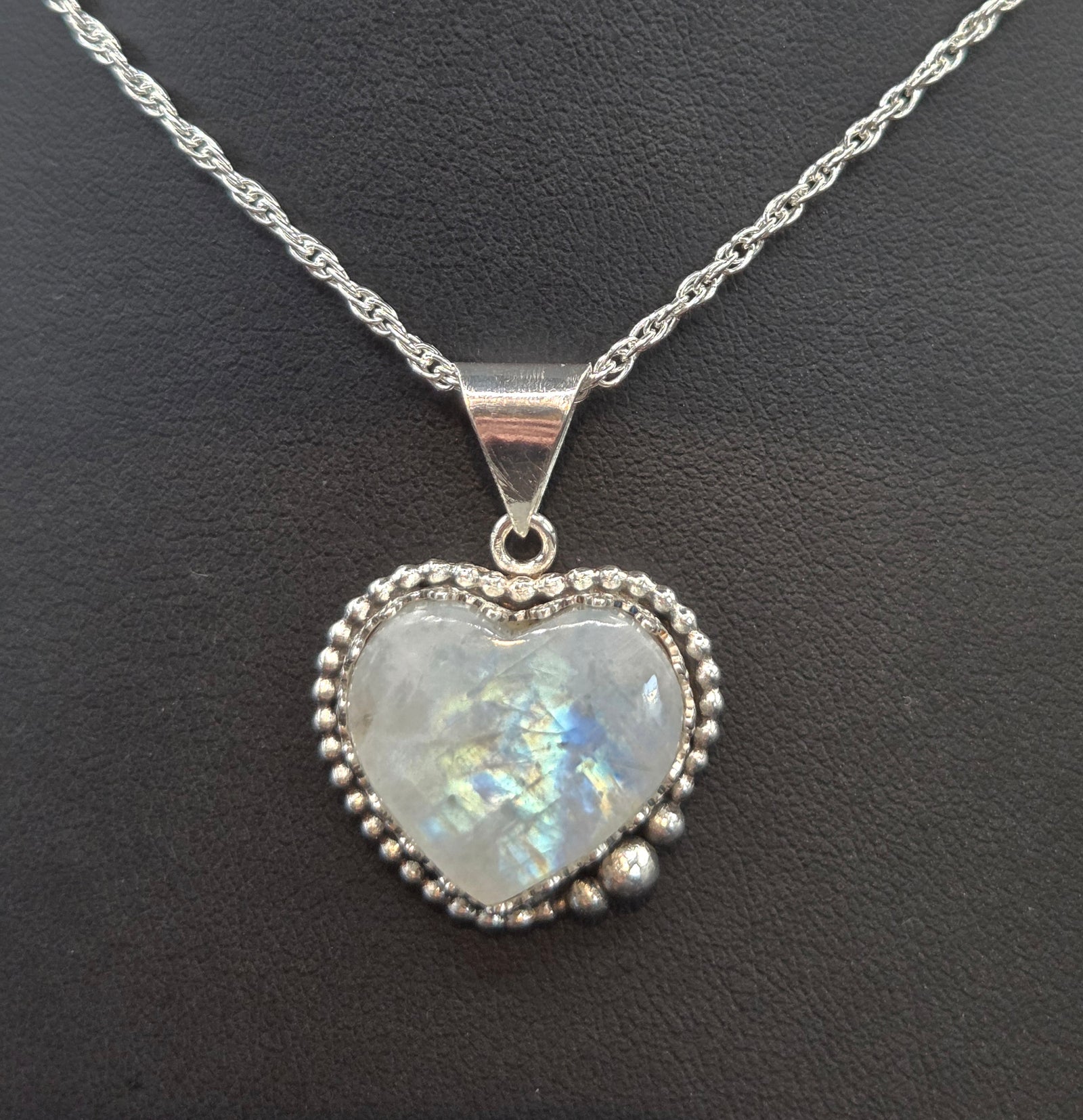Rainbow Moonstone Heart Pendant