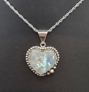 Rainbow Moonstone Heart Pendant