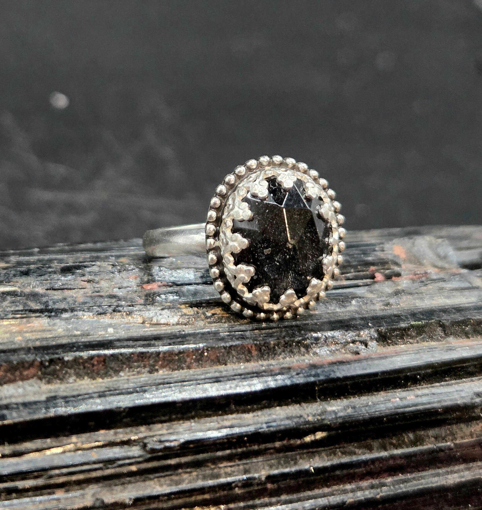 Silver Sheen Obsidian Topped W/ Quartz