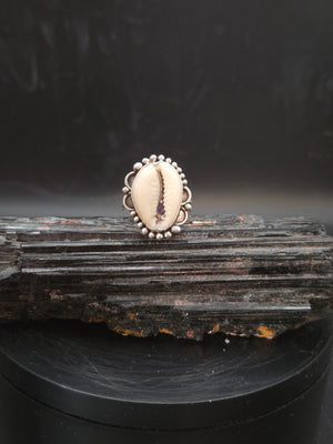 Cowrie Shell Inlayed W/ Aurora Opal
