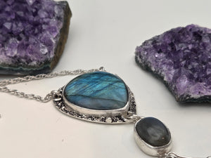 Starry Labradorite With Gold Filled Heart Chain Accents