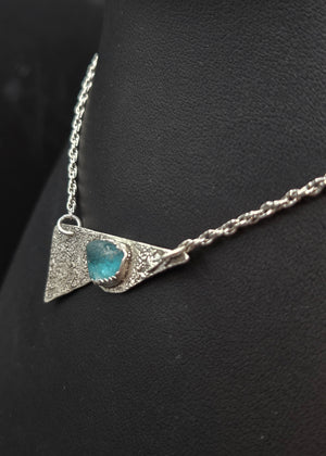 Blue Sea Glass Dusted With Silver