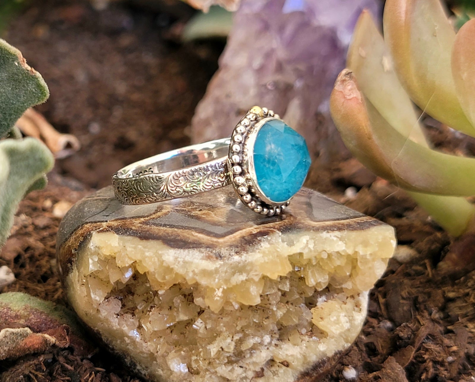 Blue Apatite Topped Clear Quartz