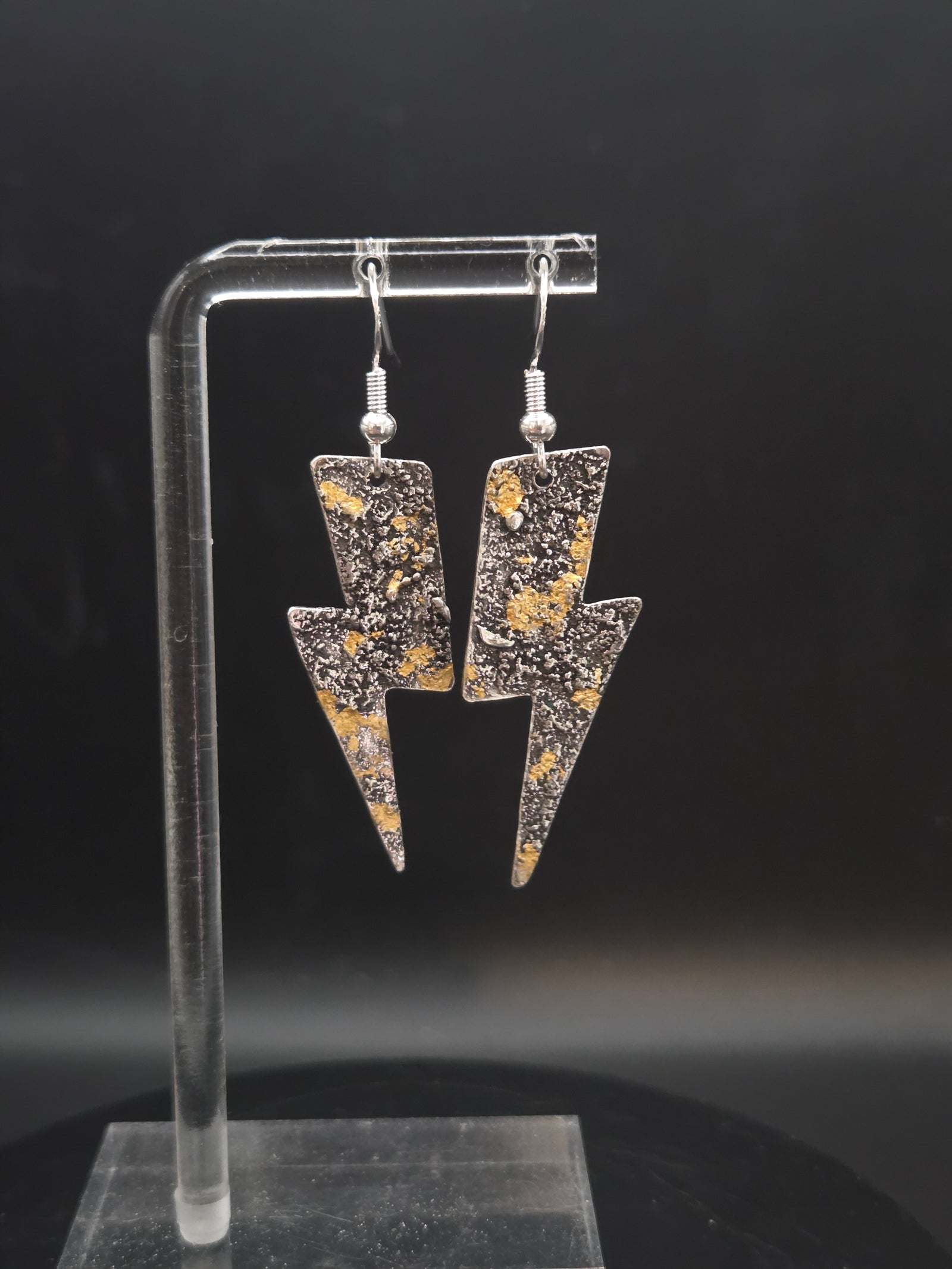 Silver dusted w/gold leaf earrings