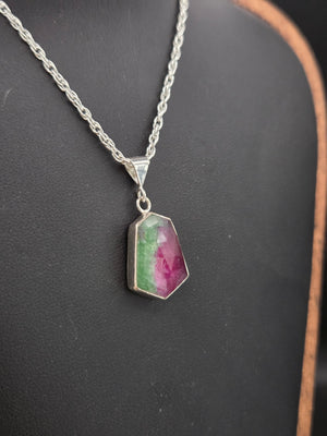 Ruby In Zoisite Topped With Quartz Pendant