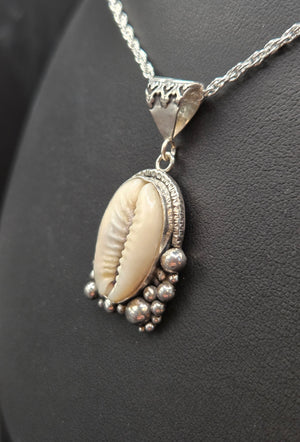 Cowrie Shell With Aurora Opal Inlay