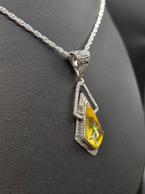 Metallic Gold W Rainbow Inlay (man made) Topped W/ Clear Quartz (natural)