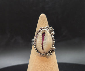 Cowrie Shell Inlayed With Sugilite