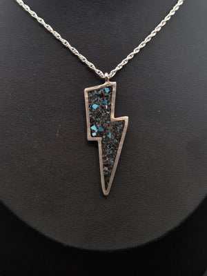 Inlayed Black Onyx & Turquoise Lighting Bolt