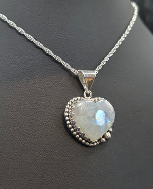 Rainbow Moonstone Heart Pendant