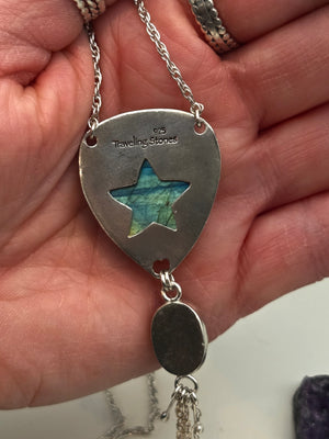 Starry Labradorite With Gold Filled Heart Chain Accents