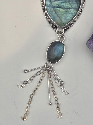 Starry Labradorite With Gold Filled Heart Chain Accents