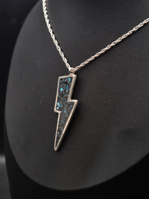 Inlayed Black Onyx & Turquoise Lighting Bolt