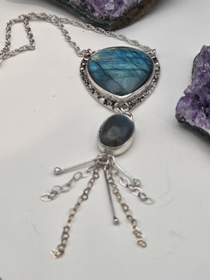 Starry Labradorite With Gold Filled Heart Chain Accents